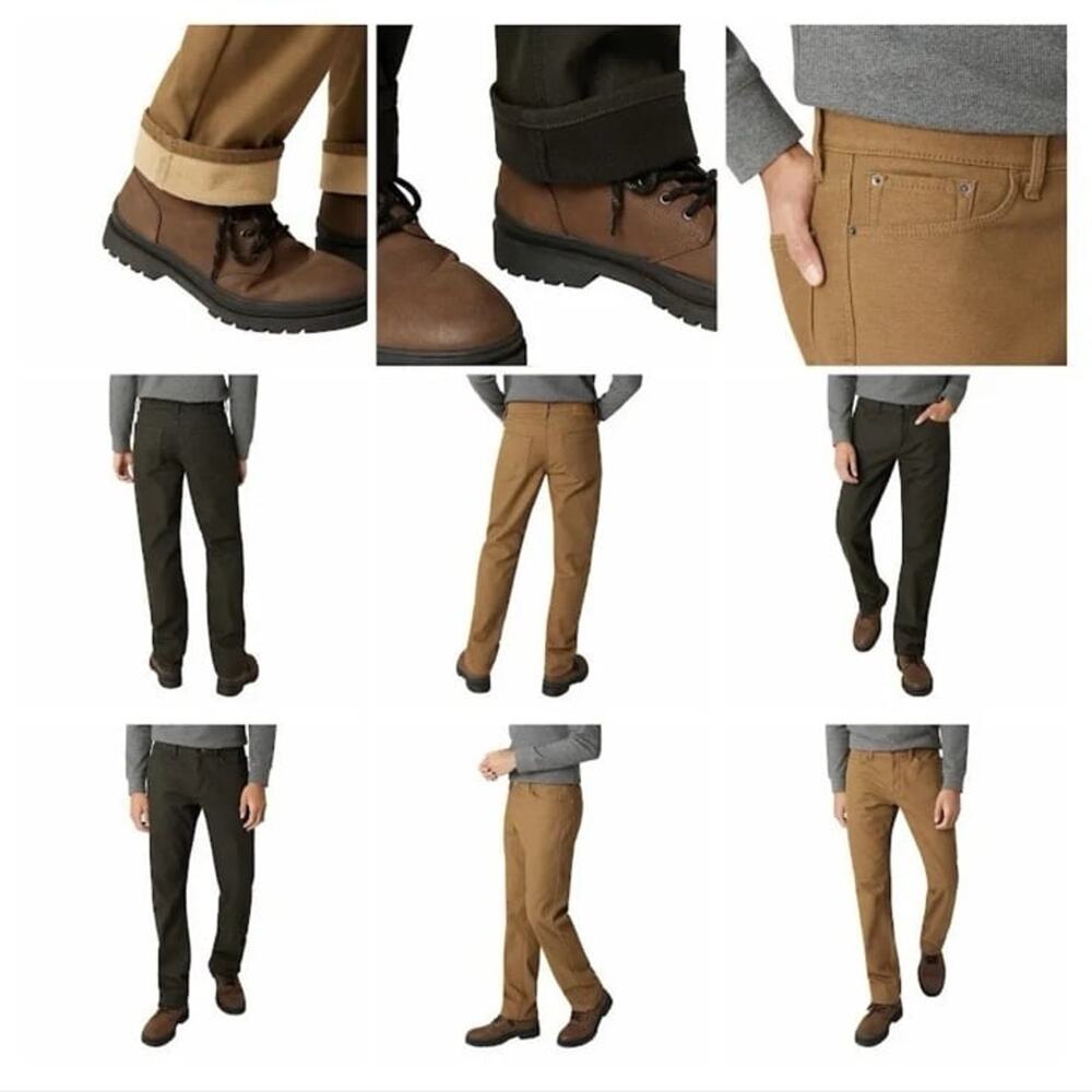 Weatherproof Vintage Men’s Fleece Lined Pant Bonded Fleece Lining Stretch Canvas